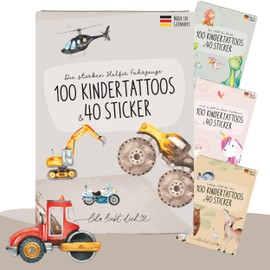 lila liebt dich® LLD-MTAT-VEH 140 Trendy Stickers & Tattoos Children's Motifs with Vehicles // Children's Tattoos Skin Friendly & Tested // Made in Germany //