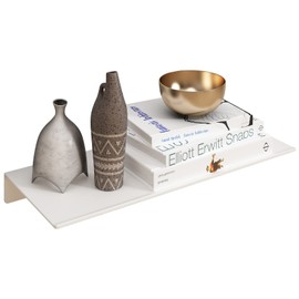 JOOM White Metal Wall Floating Shelf - Metal Wall Shelf, Floating Shelf, Small Bathroom Shelf, Display Shelves for Wall Storage (White, 12 in)