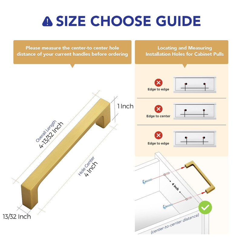 Ravinte 5 Pack Solid 4 Inch Kitchen Square Cabinet Handles