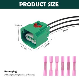 2PCS Headlight Wiring Harness with Terminals,Pratical Headlight Connector Plug Compatible with Dodge,Jeep,Ram,Headlights Socket Harness Car Accessories Replace OEM#68064997AA