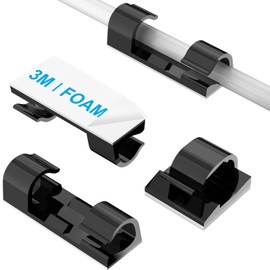 Self-Adhesive Cable Clips Black (40PCS, M), Upgraded Wire for Electric Wires, Strong Cord Organizer Wall Management Under Desk, Ethernet, Dash Cam, Outdoor Light