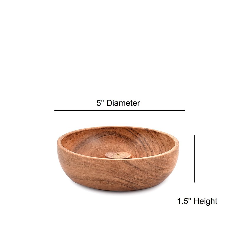 Samhita Acacia Wood Round Incense Stick Holder,Incense Burner, Ash Cather