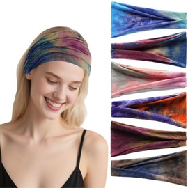 Flomiara Stirnbänder für Damenhaar, Farbverlauf, geknotete Stirnbänder für Erwachsene, modisch, Yoga, Workout, Haarbänder, Stoff, elastisch, Turban-Stirnband, Sport, Laufen, Kopftuch, Haar-Accessoire