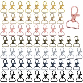 80 Pack D-Ring Swivel Carabiner for Key Chains, Lanyards, DIY Accessories, Craft Supplies and the Purse; (7 Colors, 3.8 x 2cm)