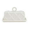 Mud Pie 4 3/4" x 7" Bamboo Butter Dish, White