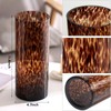 11.8 Inch Amber Brown Glass Vase,Hand Blown Leopard-Print Cylinder Centerpiece