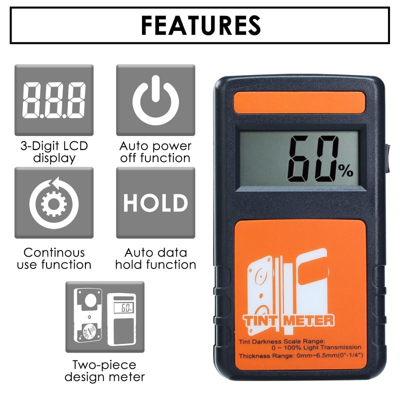 Window Tint Meter Window Tint Reader, 100% VLT Visual Light