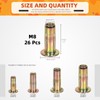 Tanstic 26Pcs M8 Multi-Grip Rivet Nut Kit, Zinc Plated Carbon