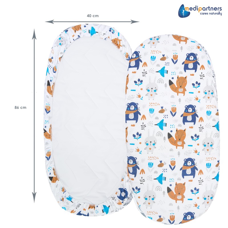 Medi Partners Fitted Sheet for Pram, 86 x 40 cm,