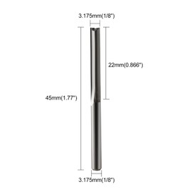 Trvoxviq 10pcs CNC Router Bit Straight Router Bit with 1/8" Shank Straight Flute 2 Flute 22mm CEL/45mm OAL for MDF PVC Acrylic Particle Board Wood