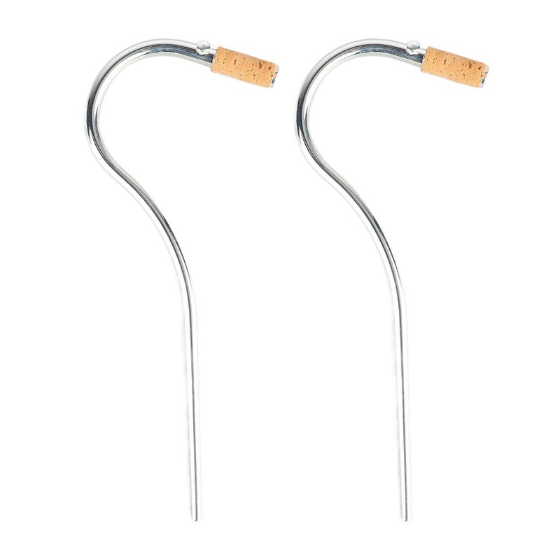 2PCS Bassoon Mouthpieces Silver Plated Curved Neck with Cork Joint