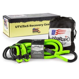 Bubba Rope Heavy-Duty Off-Road ATV, UTV & SxS Tow Recovery Gear Set – Power Stretch Recovery Rope, 5/8” x 20’ & NexGen PRO Gator-Jaw Synthetic Shackles, 5/16” x 5 .5” Green