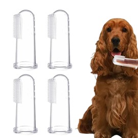 QEZEZA 犬 歯ブラシ 10点セット 猫 歯ブラシ シリコン 指サック 予防 清掃 抗菌 口腔が敏感な犬猫に適しています ハブラシ ペット用品（透明色）