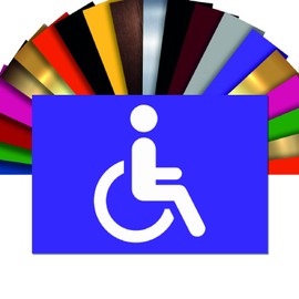 Disabled Toilet Sign (Handicapé) - Sticker Toilet Door Sign PVC 10 x 15 cm - 21 Colours Available (Purple)