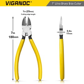Viganoc 7-inch Ultra Sharp Side Cutter Set with Spring Loaded, Flush Cutting Pliers, Diagonal Cutting Plier for Jewelry Making, Electrical, Crafting, Flowers, Plastics