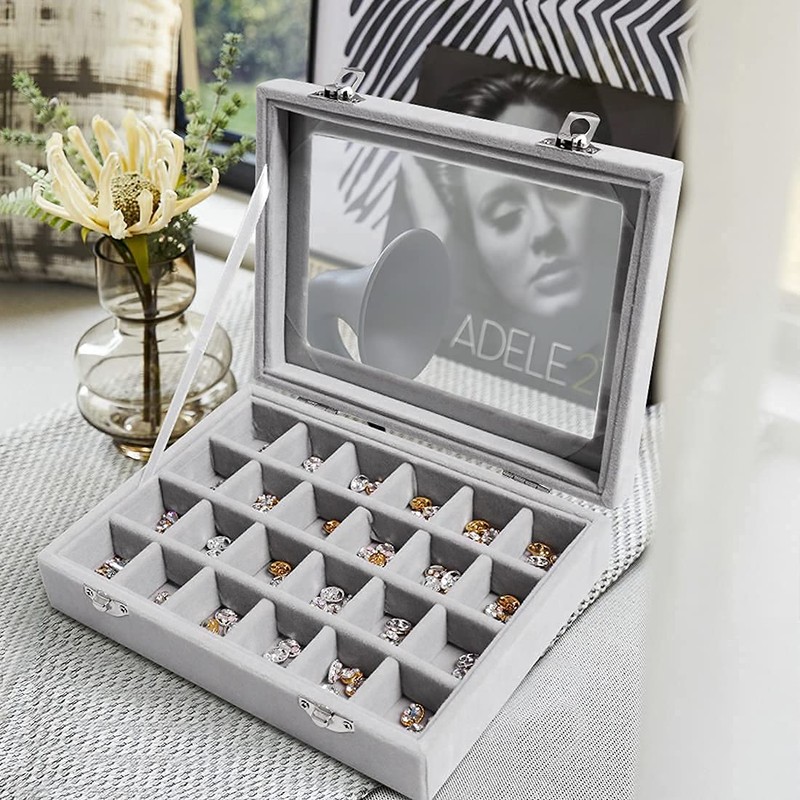 CBCYBER Jewelry Box 24 Grid Velvet Jewelry Tray for Drawers