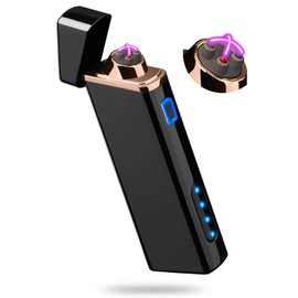 Lighter, Electric Arc Lighter USB Rechargeable Windproof Flameless Lighter Plasma Lighter with Battery Indicator (Upgraded) for Fire, Cigarette, Candle - Outdoors Indoors
