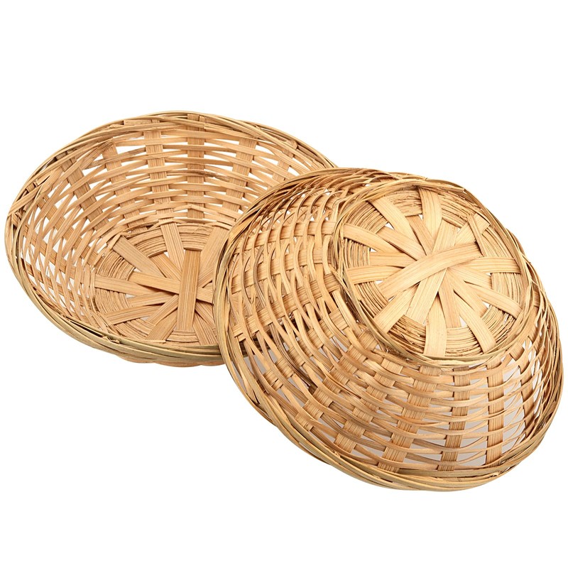 JEUIHAU 12 PCS 10 Inch Bamboo Bread Basket, Round Wicker