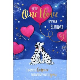 Wishing Well Birthday Card To The One I Love, Dalmatians And Balloons, Greeting Card Studios - 6x9ins