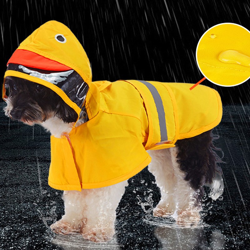 Dog Raincoat Waterproof Transparent PVC Brim Adjustable Hooded Dog Rain