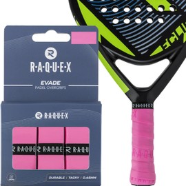 Raquex Evade Padel Racket Overgrip Tape – 10 Colours - 3 Pack Padel Ball Overgrip Tape, 0.65mm Thickness – Absorbent, Slightly Tacky Anti Slip Over Grip for Padel or Pickleball Racquets (Pink)