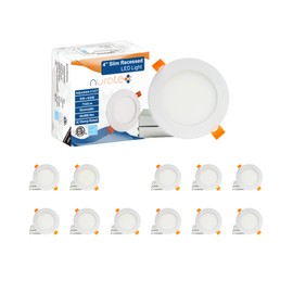 NURATEX 4Inch LED Recessed Slim Pot Light Panel with Junction Box, Dimmable and IC-Rated Ceiling Light Energy Star cETL 9W 700LM (12pack) (5CCT)