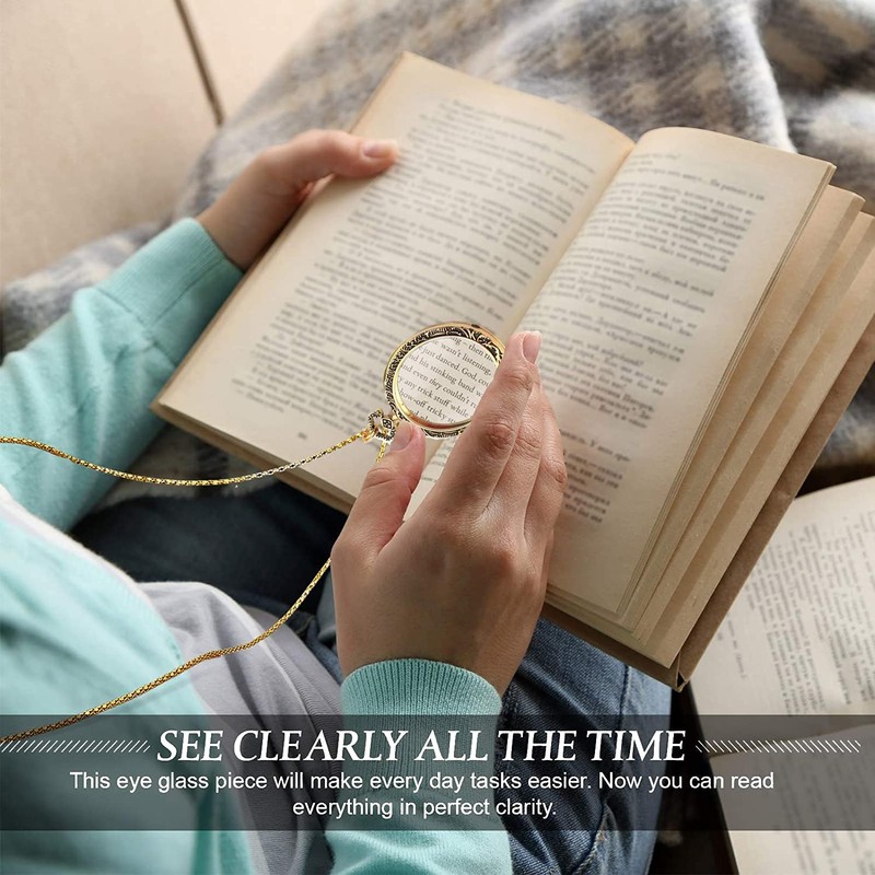 YYHSND 10X Magnifying Glass Necklace Magnifier Necklace Pendant Optical Magnifier