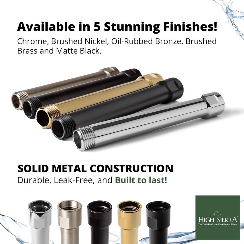 High Sierra Showerheads Bronze E-Z Reach Solid Metal Shower Arm