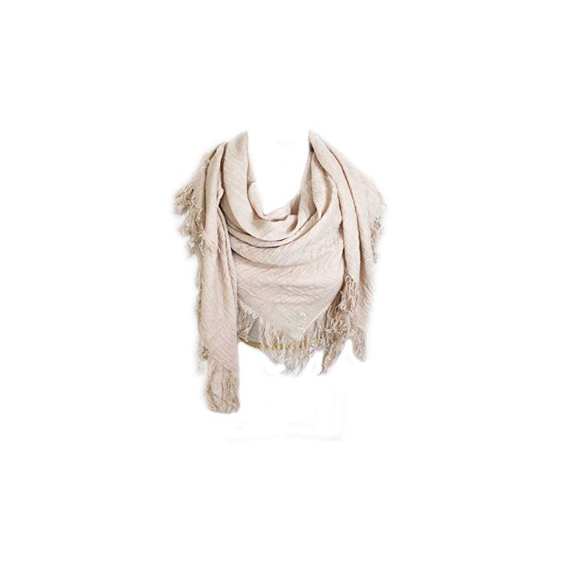 aesthetinc Solid Color Oversized Shredded Fringe Square Shape Scarf Wrap