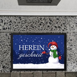 speecheese Snowman Doormat XL in 40 x 60 cm as a Beautiful Decoration for the Entrance to Advent, Christmas and Winter Time for Your Home