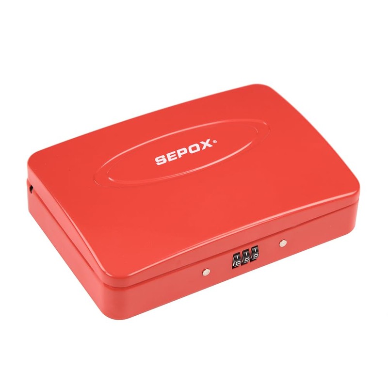 SEPOX® Water/Fire-Resistant Portable Security Case Lock Box Steel, Small Personal
