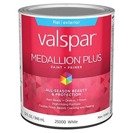 Valspar 25000 White Base Medallion Plus Exterior Paint & Primer, Flat, 1 Quart
