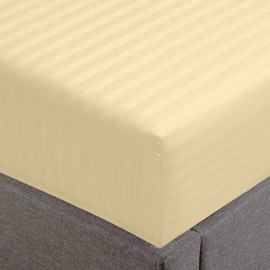 Fitted Sheet Queen Size, 100% Cotton Hotel Quality 18 inch Extra Deep Pocket Fitted Sheet Only, 500 Thread Count Premium Ultra Soft Luxury Sateen Weave, Elastic Fit Mattress Stretchable - Semolina