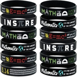 Giftphoria Assorted Math Bracelets (12pcs) - Math Gifts in Bulk for Educational Party Favors, Classroom Prizes and Awards for Math Students and Teachers, Math Graduates, Mathletes and Math Lovers