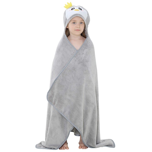 COOKY.D Baby Bath Towels with Hood Ultra Soft Large Animal Baby Blanket for Boy and Girls, Perfect, 135x80cm, 0-9 Years, Penguin