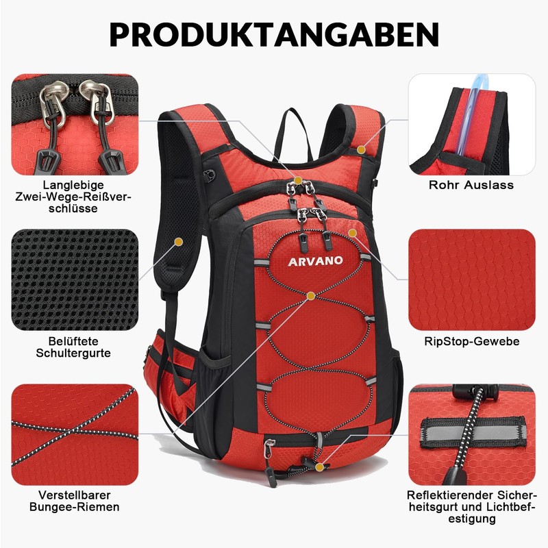 Arvano Hydration Backpack Bicycle Backpack with Hydration Bladder 2 L