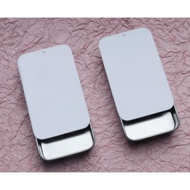 Ruwado 2 Pcs Slide Top Tin Containers Metal Small Sliding Cover Push Pull Box Portable Storage Box for Lip Balm Home Candy Wedding Jewelry Small Things Cosmetic Organizer (White)
