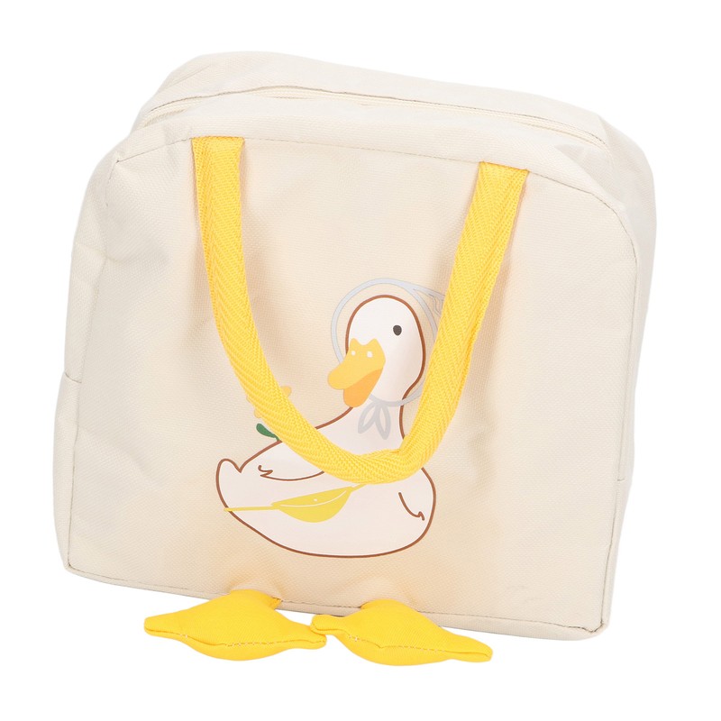 Lunch Bag Cartoon Duck Pattern Waterproof Zipper Closure Sturdy Handle
