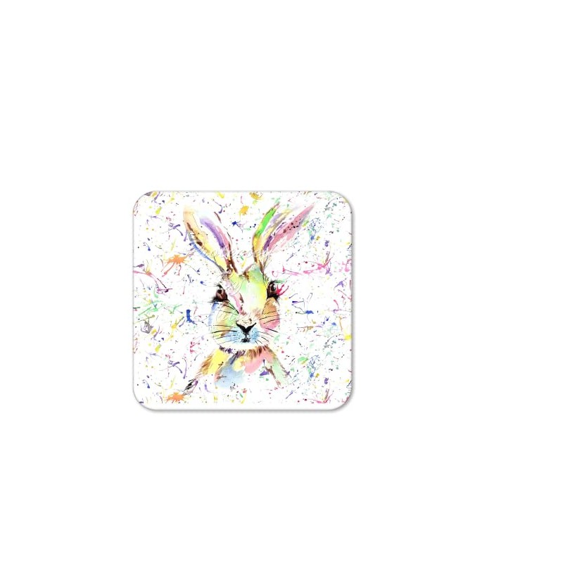 Coaster Hare Bunny Rabbit Wildlife Black white Animals Coasters Watercolour