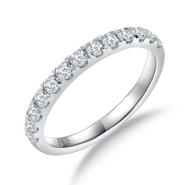 DAYBYDAY Moissanite Rings for Women Stackable Wedding Band 925 Sterling Silver Created Diamond Moissanite Eternity Band Rings Size 9