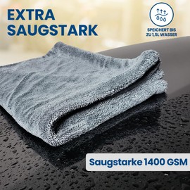 Ivality® Car Drying Cloth XXL 40 x 40 cm Ultra Absorbent 1400 GSM Motorcycle Twisted Towel Microfibre Cloth - Lint-Free & Paint-Gentle Microfibre Cloth Car Care & Car Care