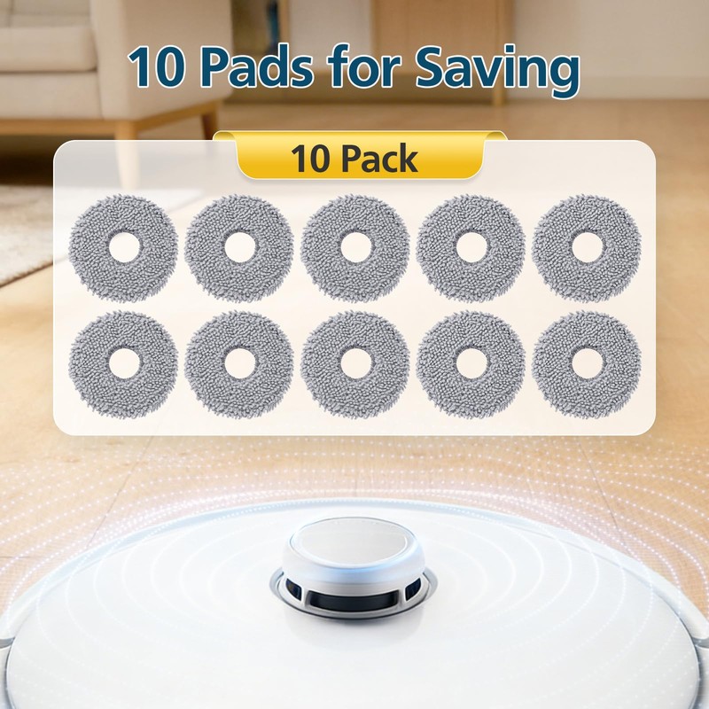 10 Pack Mop Pads for Roborock Qrevo S5V, QV 35A