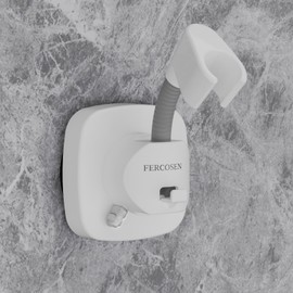 FERCOSEN 360° Rotatable Shower Head Holder with Suction Cup, 10 kg Load Capacity, Quick Assembly, Non-Slip Rustproof Shower Head Holder (White)