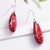 SELOVO Red Teardrop Stone Dangle Drop Fishhook Earrings Silver Tone