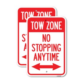 (2 Pack) No Stopping Anytime with Bi-Directional Arrow | 12" X 18" Heavy-Gauge Aluminum Sign | Rust Free Aluminum, Weather Resistant, Waterproof, Fade Resistant, 2 Pre-drilled Holes