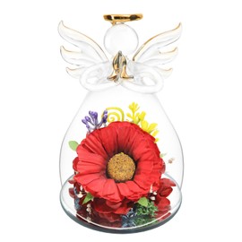 yiwuhongyuz Birthday Gifts for Women, Preserved Flower Sunflower Gifts in Glass Angel Figurines, Anniversary, for Women, Gifts for Women Birthday Unique, Angel Gifts from Daughter Son