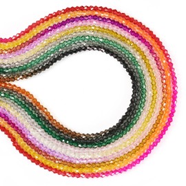 Sparkeads 9 Strands Faceted Glass Beads Strands Gradient Crystal Bead Rondelle Crystal Faceted Beads Bicone Loose Spacer Bead for Jewelry Making Friendship Bracelets DIY Craft Necklace Pendants