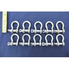 5/16" Bow Shackle 316 SS, 3/4 Ton, 10 PC & (2) 1/4" Bow Shackle and Keychain