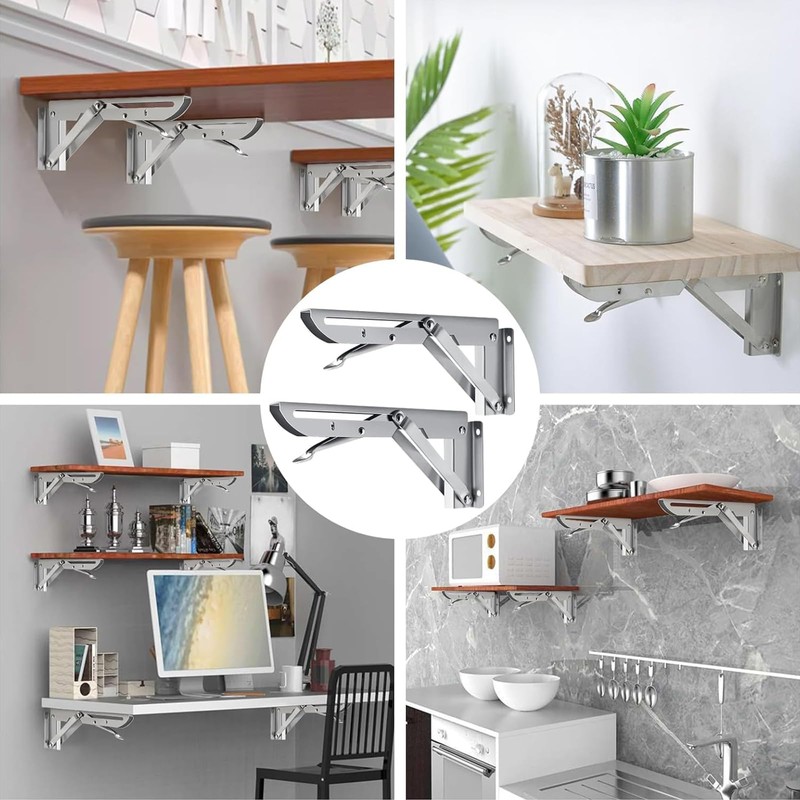 Pack of 2 200 mm Folding Console Heavy Duty Stainless