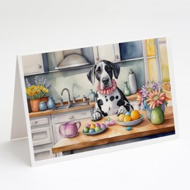 Caroline's Treasures DAC6826GCA7P Decorating Easter Great Dane Greeting Cards Pack of 8 Blank Cards with Envelopes Whimsical A7 Size 5x7 Blank Note Cards